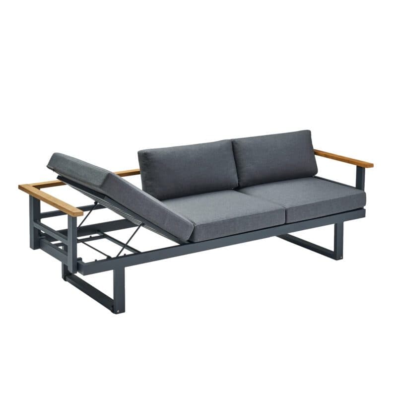 CASA DOMA "Aragona" 3-Sitzer Loungesofa, Teak, Gestell Alu anthrazit, Polster Tuvatextil® Panama grafito