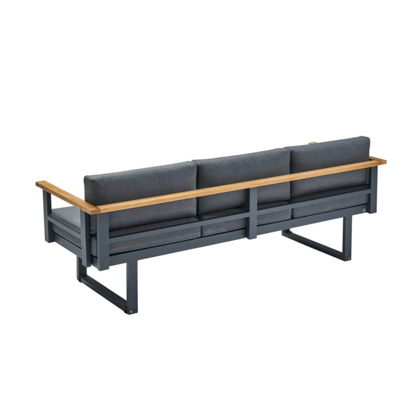 CASA DOMA "Aragona DINING" 3-Sitzer Loungesofa, Teak, Gestell Alu anthrazit, Polster Tuvatextil® Panama grafito