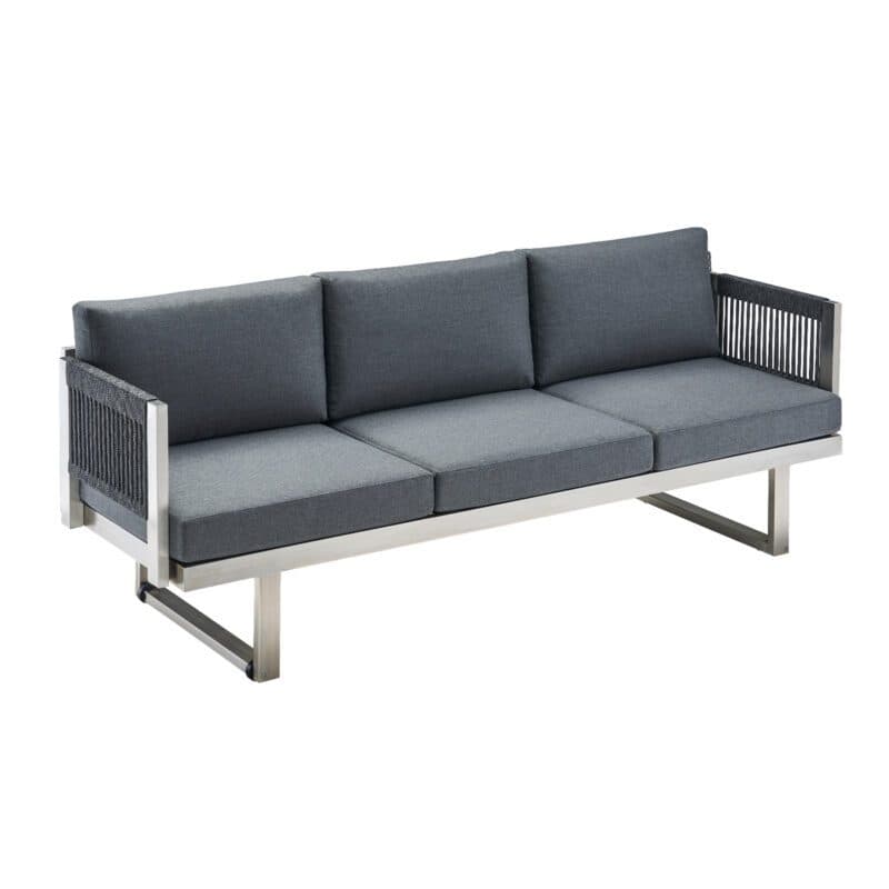 CASA DOMA "Aragona" 3-Sitzer Loungesofa, Rope, Gestell Edelstahl, Polster Tuvatextil® Panama grafito