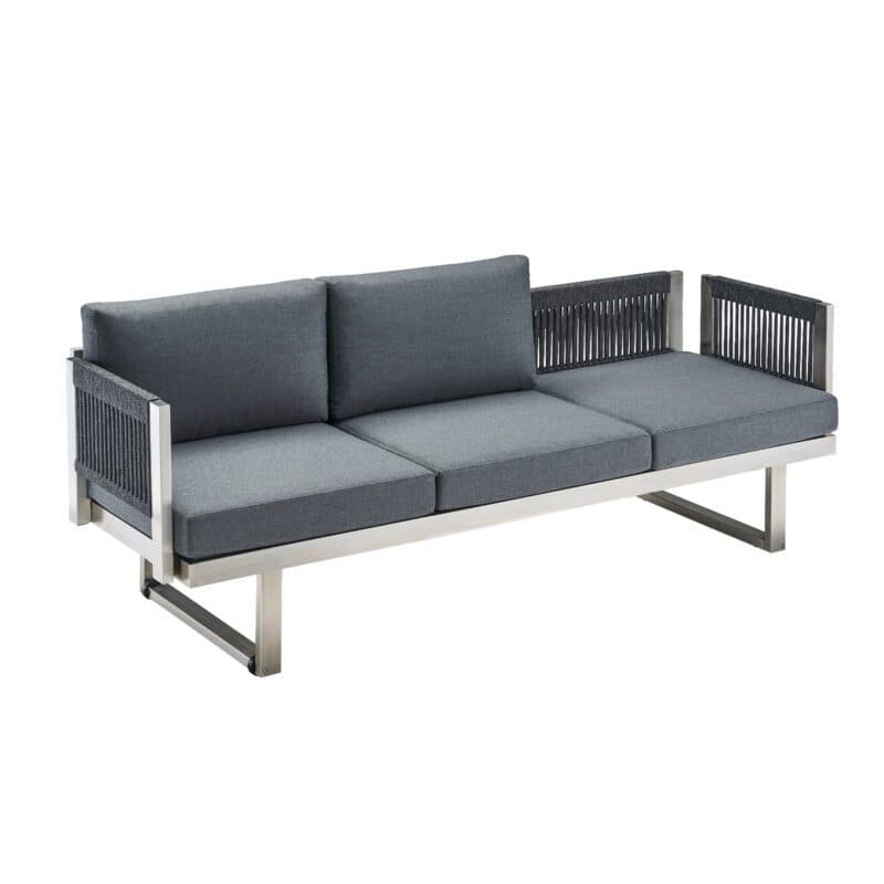 CASA DOMA "Aragona" 3-Sitzer Loungesofa, Rope, Gestell Edelstahl, Polster Tuvatextil® Panama grafito