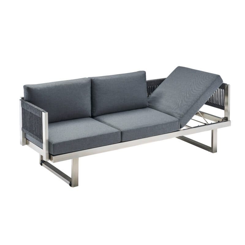 CASA DOMA "Aragona" 3-Sitzer Loungesofa, Rope, Gestell Edelstahl, Polster Tuvatextil® Panama grafito