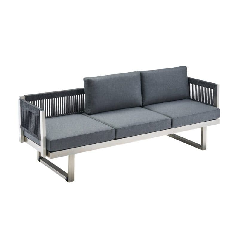 CASA DOMA "Aragona" 3-Sitzer Loungesofa, Rope, Gestell Edelstahl, Polster Tuvatextil® Panama grafito