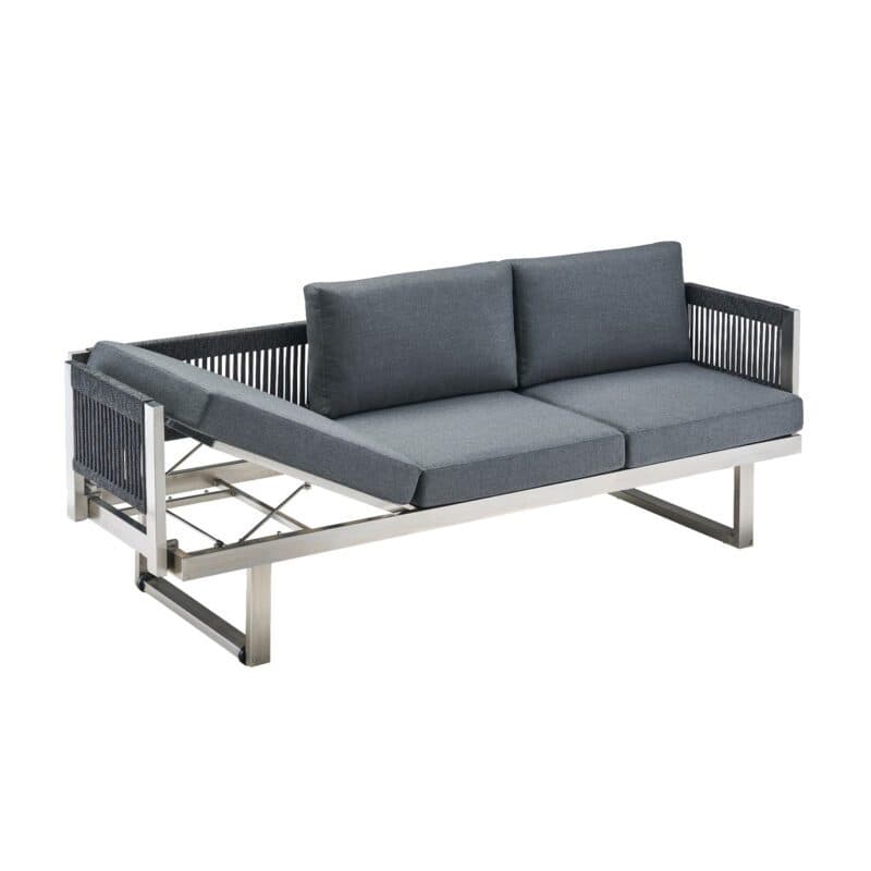 CASA DOMA "Aragona" 3-Sitzer Loungesofa, Rope, Gestell Edelstahl, Polster Tuvatextil® Panama grafito