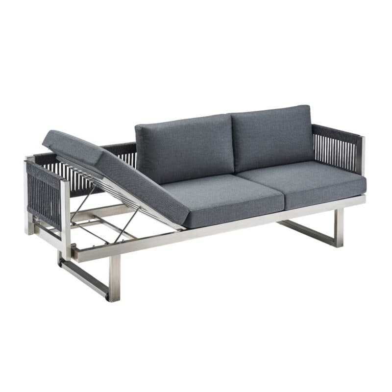 CASA DOMA "Aragona" 3-Sitzer Loungesofa, Rope, Gestell Edelstahl, Polster Tuvatextil® Panama grafito