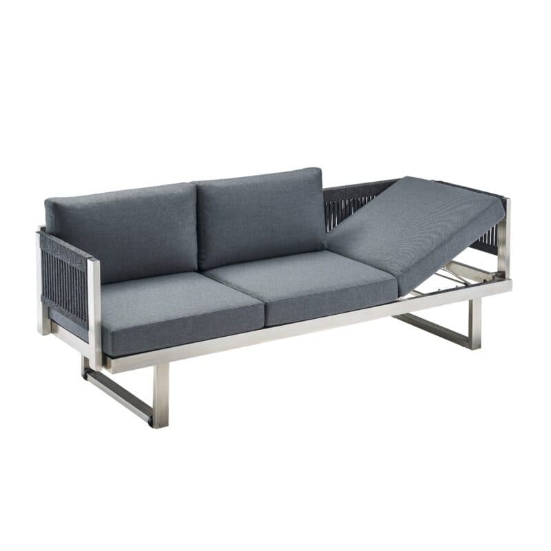 CASA DOMA "Aragona" 3-Sitzer Loungesofa, Rope, Gestell Edelstahl, Polster Tuvatextil® Panama grafito