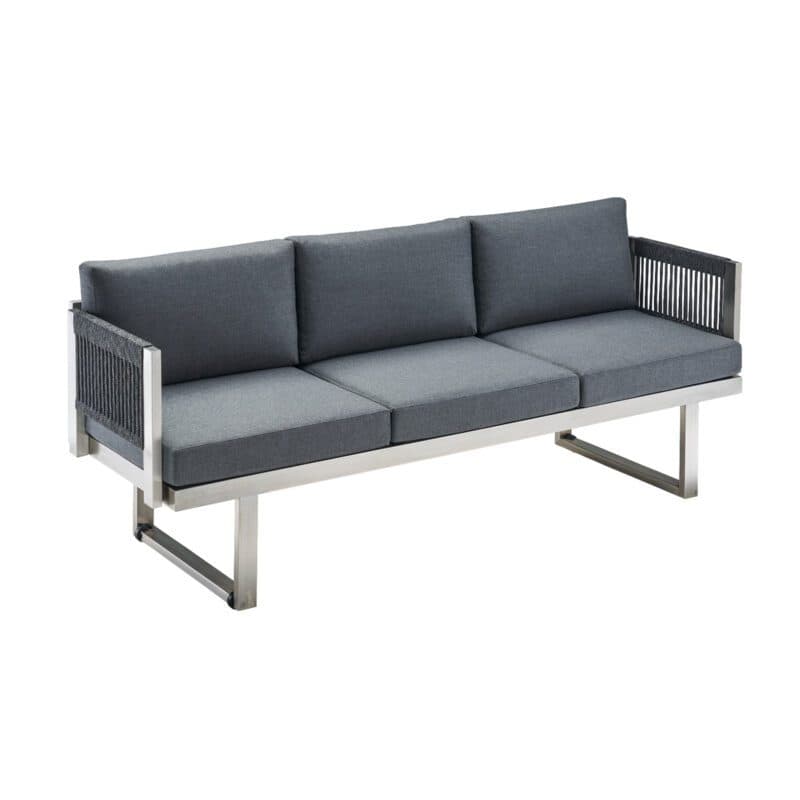 CASA DOMA "Aragona DINING" 3-Sitzer Loungesofa, Rope, Gestell Edelstahl, Polster Tuvatextil® Panama grafito