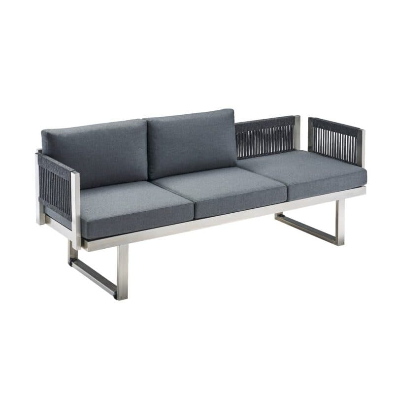 CASA DOMA "Aragona DINING" 3-Sitzer Loungesofa, Rope, Gestell Edelstahl, Polster Tuvatextil® Panama grafito