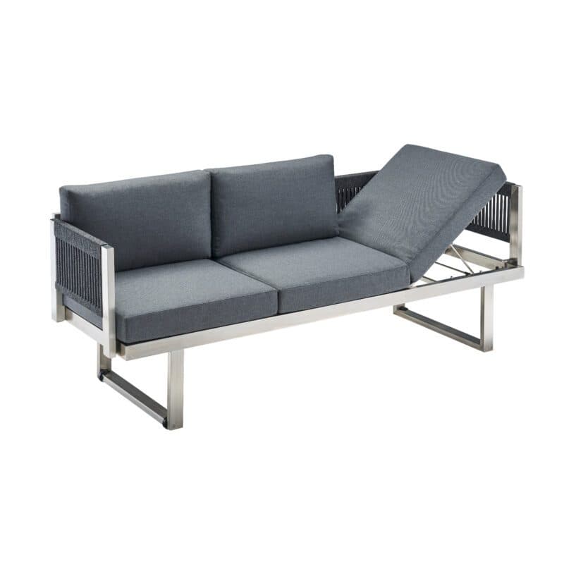 CASA DOMA "Aragona DINING" 3-Sitzer Loungesofa, Rope, Gestell Edelstahl, Polster Tuvatextil® Panama grafito