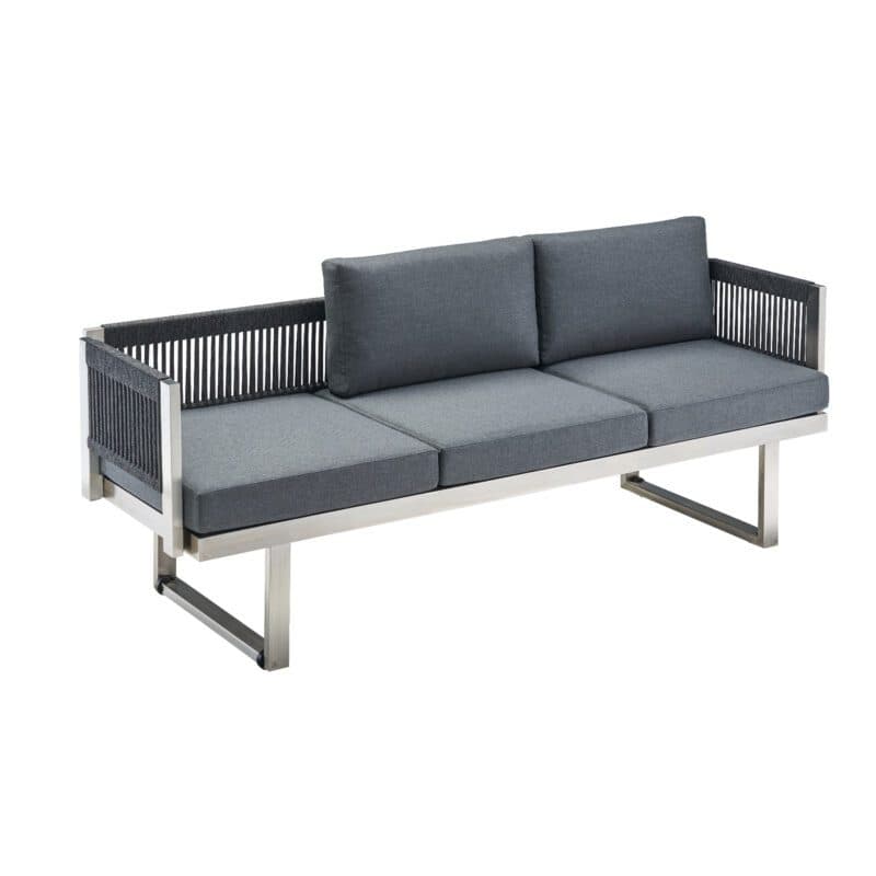 CASA DOMA "Aragona DINING" 3-Sitzer Loungesofa, Rope, Gestell Edelstahl, Polster Tuvatextil® Panama grafito