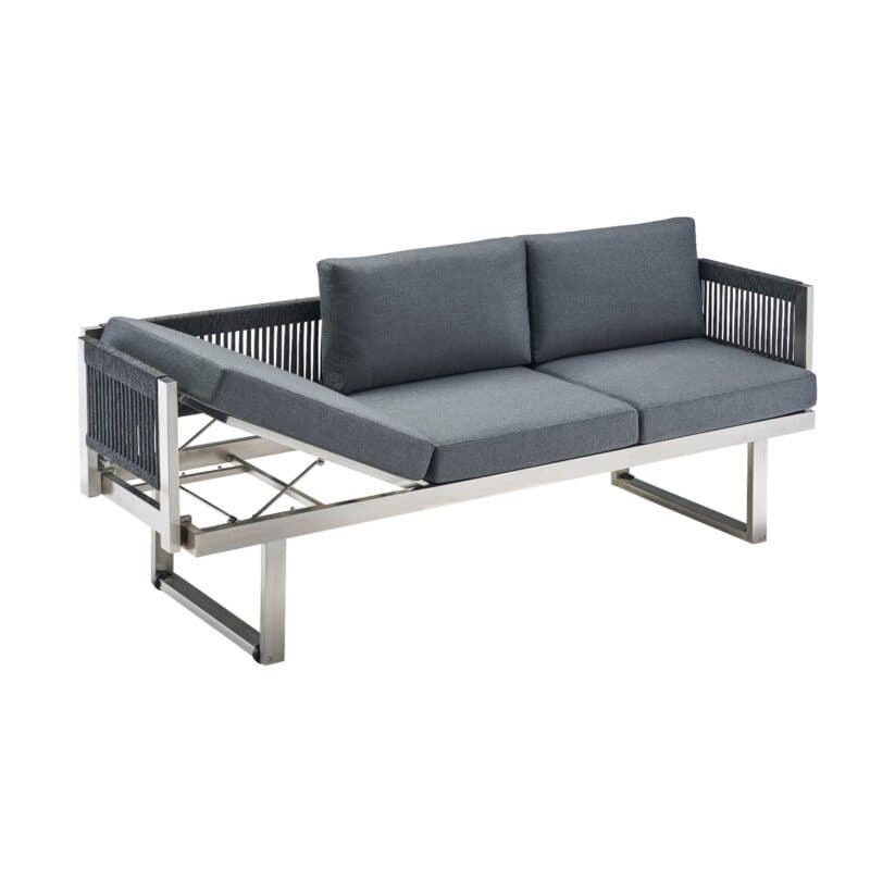 CASA DOMA "Aragona DINING" 3-Sitzer Loungesofa, Rope, Gestell Edelstahl, Polster Tuvatextil® Panama grafito
