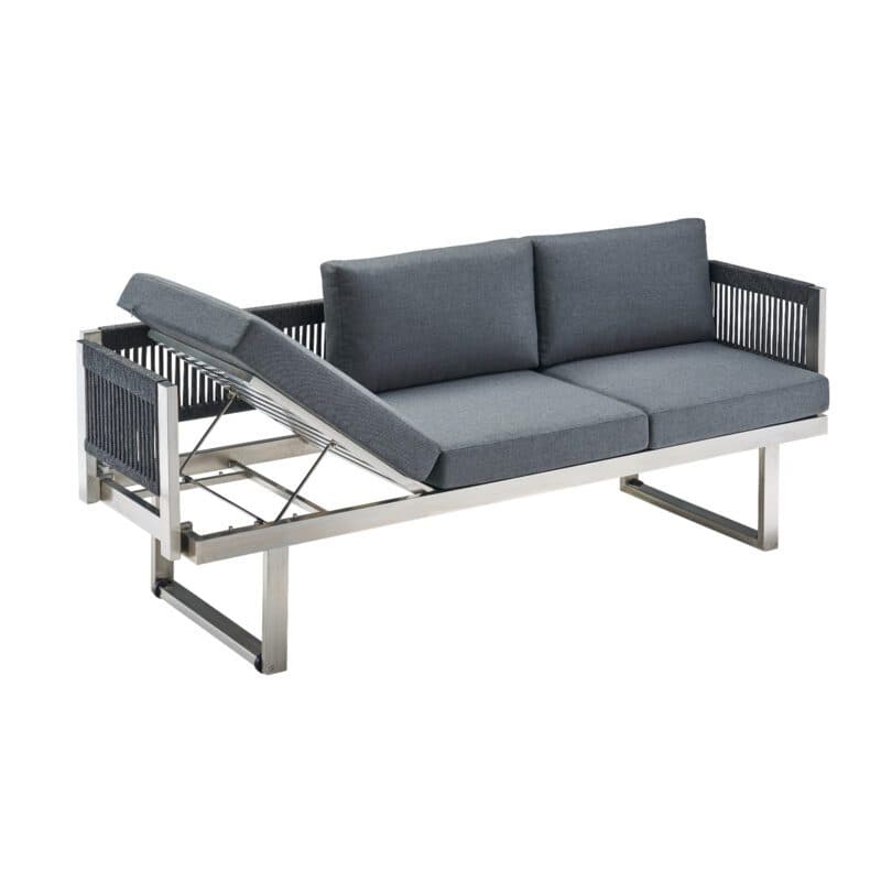 CASA DOMA "Aragona DINING" 3-Sitzer Loungesofa, Rope, Gestell Edelstahl, Polster Tuvatextil® Panama grafito