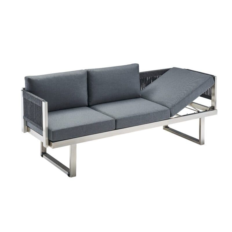 CASA DOMA "Aragona DINING" 3-Sitzer Loungesofa, Rope, Gestell Edelstahl, Polster Tuvatextil® Panama grafito