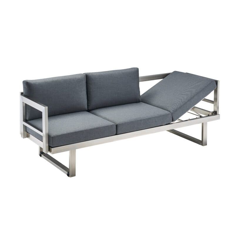 CASA DOMA "Aragona" 3-Sitzer Loungesofa, Gestell Edelstahl, Polster Tuvatextil® Panama grafito