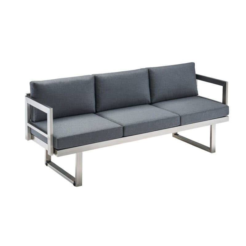 CASA DOMA "Aragona DINING" 3-Sitzer Loungesofa, Gestell Edelstahl, Polster Tuvatextil® Panama grafito