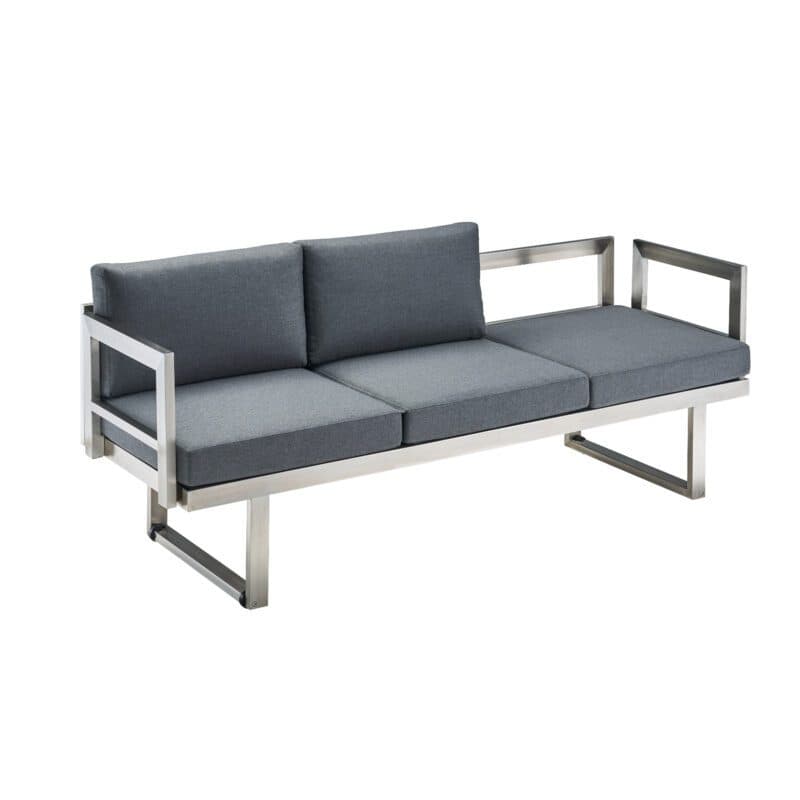 CASA DOMA "Aragona DINING" 3-Sitzer Loungesofa, Gestell Edelstahl, Polster Tuvatextil® Panama grafito