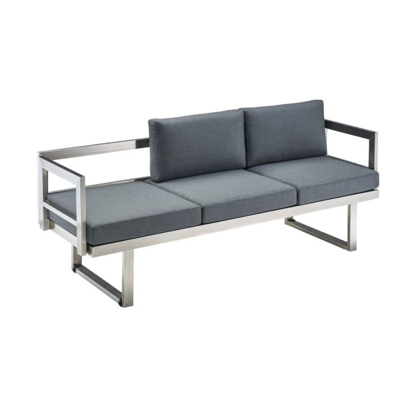CASA DOMA "Aragona DINING" 3-Sitzer Loungesofa, Gestell Edelstahl, Polster Tuvatextil® Panama grafito