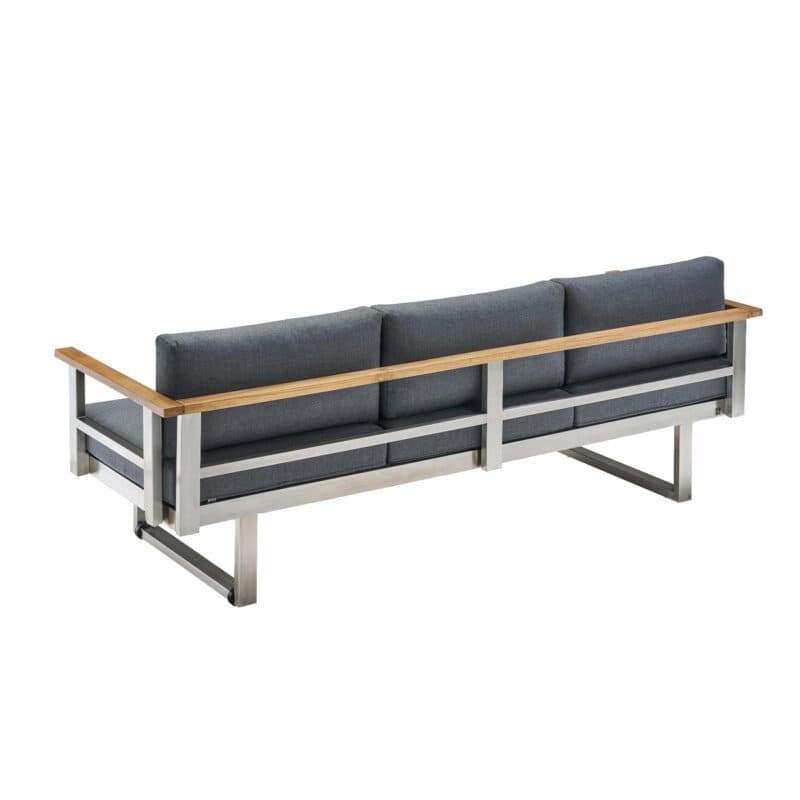 CASA DOMA "Aragona" 3-Sitzer Loungesofa, Gestell Edelstahl, Teak, Polster Tuvatextil® Panama grafito