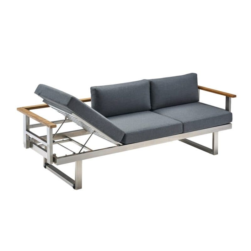 CASA DOMA "Aragona" 3-Sitzer Loungesofa, Gestell Edelstahl, Teak, Polster Tuvatextil® Panama grafito
