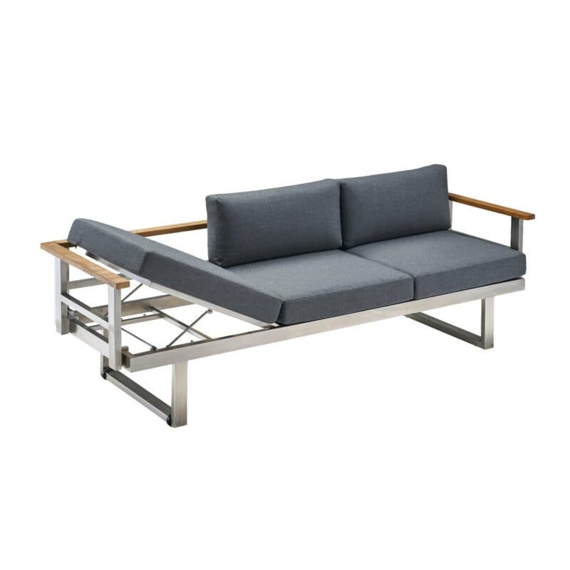 CASA DOMA "Aragona" 3-Sitzer Loungesofa, Gestell Edelstahl, Teak, Polster Tuvatextil® Panama grafito