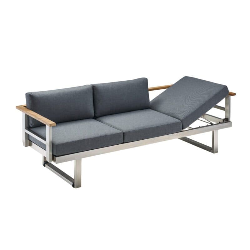 CASA DOMA "Aragona" 3-Sitzer Loungesofa, Gestell Edelstahl, Teak, Polster Tuvatextil® Panama grafito