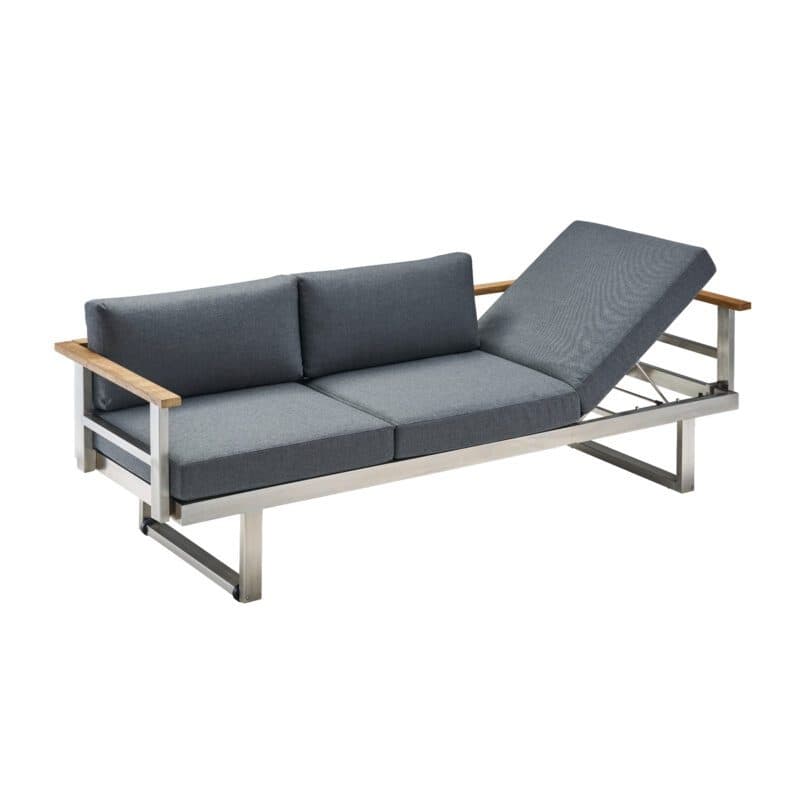 CASA DOMA "Aragona" 3-Sitzer Loungesofa, Gestell Edelstahl, Teak, Polster Tuvatextil® Panama grafito
