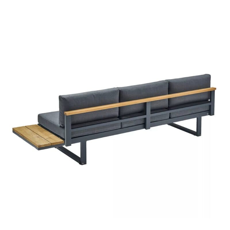 CASA DOMA "Aragona" Lounge 3-Sitzer mit Rückenlehne Teak und Teakablage rechts, Gestell Alu anthrazit, Polster Tuvatextil® Panama grafito