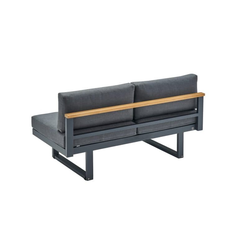 CASA DOMA "Aragona" 2-Sitzer, Gestell Aluminium anthrazit mit Teakleiste, Polster Tuvatextil® Panama grafito