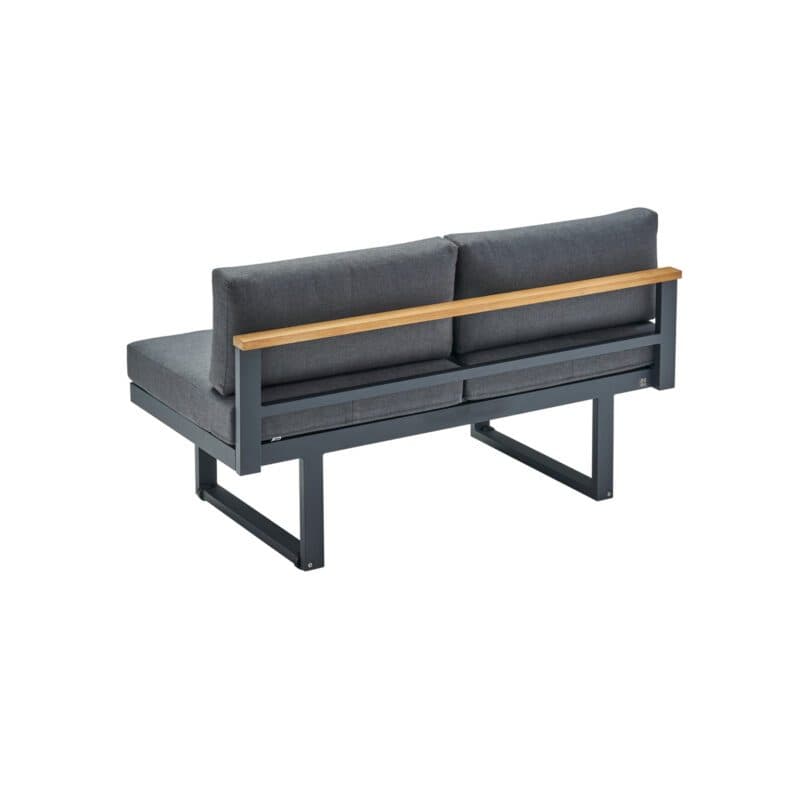 CASA DOMA "Aragona DINING" 2-Sitzer, Gestell Aluminium anthrazit mit Teakleiste, Polster Tuvatextil® Panama grafito