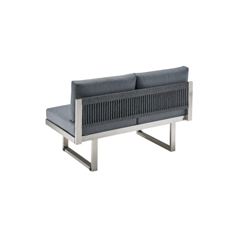 CASA DOMA "Aragona DINING" Lounge 2-Sitzer mit Rückenlehne, Rope, Gestell Edelstahl, Sitzkissen Tuvatextil® Panama grafito