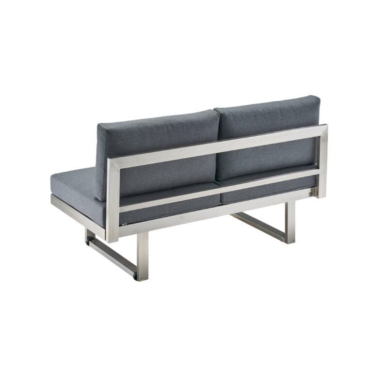 CASA DOMA "Aragona" Lounge 2-Sitzer mit Rückenlehne, Gestell Edelstahl, Polster Tuvatextil® Panama grafito