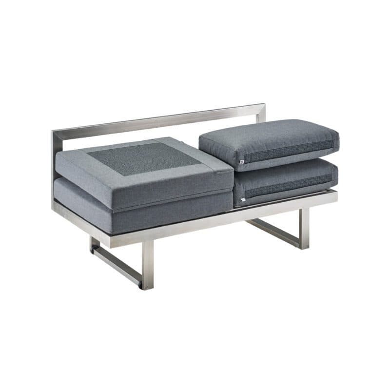 CASA DOMA "Aragona" Lounge 2-Sitzer mit Rückenlehne, Gestell Edelstahl, Polster Tuvatextil® Panama grafito