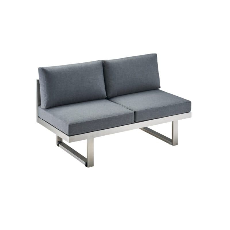 CASA DOMA "Aragona" Lounge 2-Sitzer mit Rückenlehne, Gestell Edelstahl, Polster Tuvatextil® Panama grafito