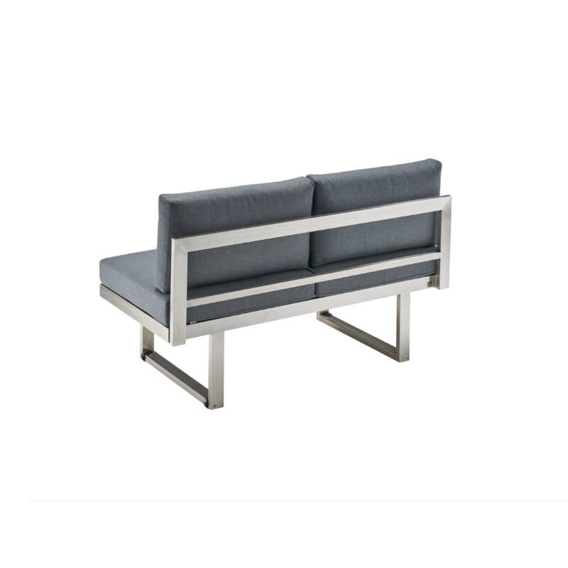 CASA DOMA "Aragona DINING" Lounge 2-Sitzer mit Rückenlehne, Gestell Edelstahl, Sitzkissen Tuvatextil® Panama grafito