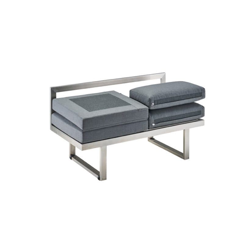 CASA DOMA "Aragona DINING" Lounge 2-Sitzer mit Rückenlehne, Gestell Edelstahl, Sitzkissen Tuvatextil® Panama grafito
