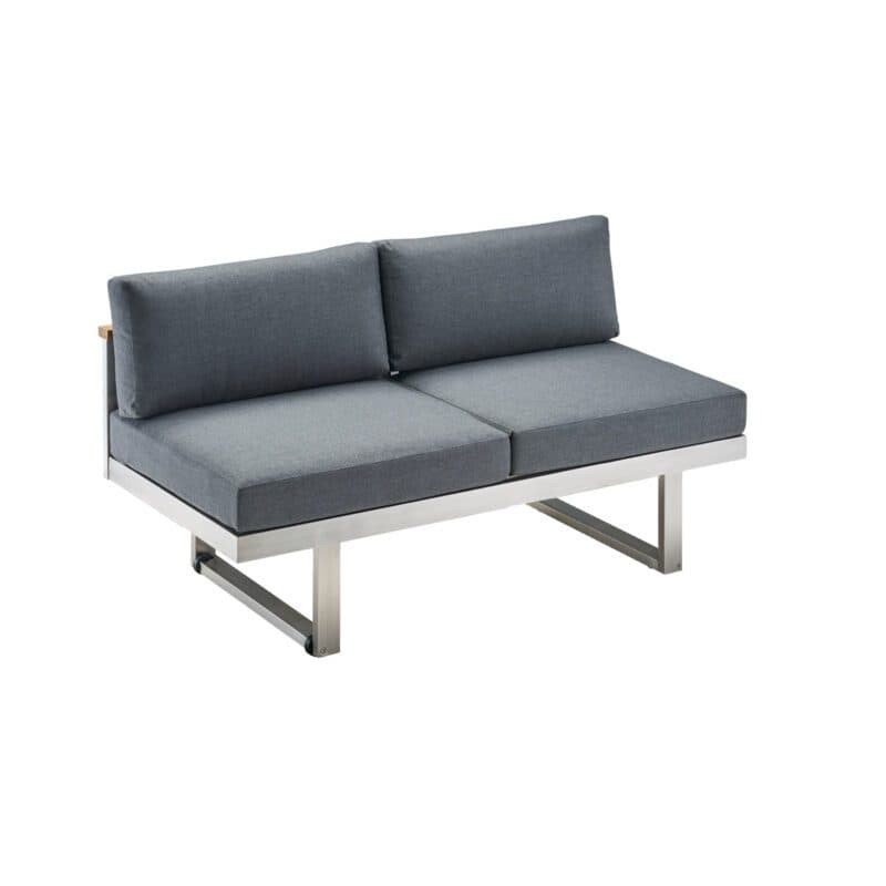 CASA DOMA "Aragona" Lounge 2-Sitzer mit Rückenlehne Teak, Gestell Edelstahl, Polster Tuvatextil® Panama grafito