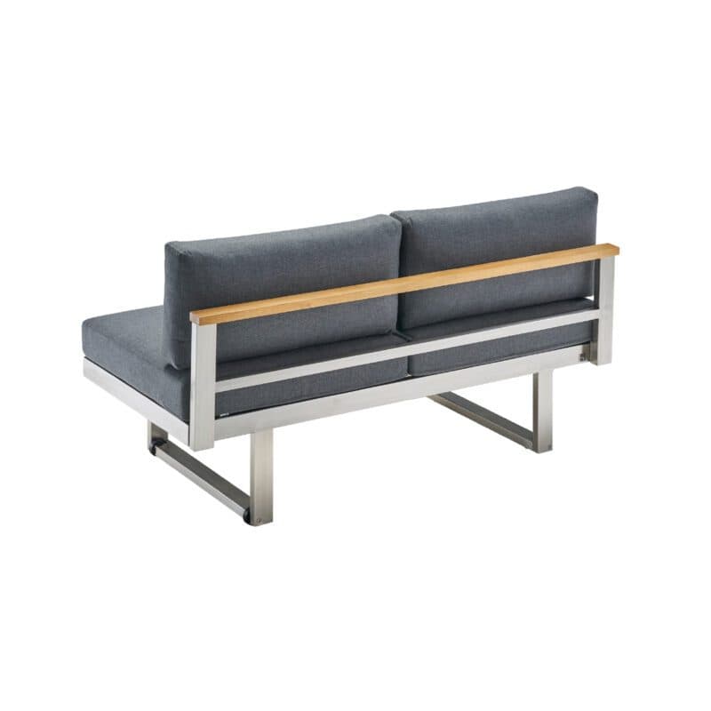 CASA DOMA "Aragona" Lounge 2-Sitzer mit Rückenlehne Teak, Gestell Edelstahl, Polster Tuvatextil® Panama grafito