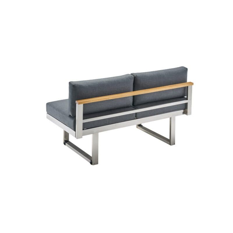 CASA DOMA "Aragona DINING" Lounge 2-Sitzer mit Rückenlehne, Teak, Gestell Edelstahl, Sitzkissen Tuvatextil® Panama grafito