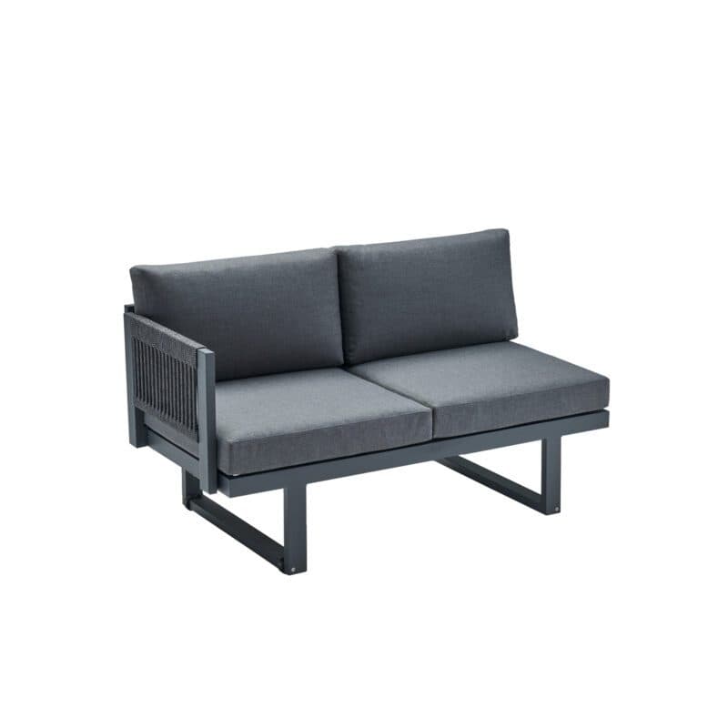 CASA DOMA "Aragona" 2-Sitzer Seitenteil mit Armlehne links, Rope, Gestell Alu anthrazit, Polster Tuvatextil® Panama grafito