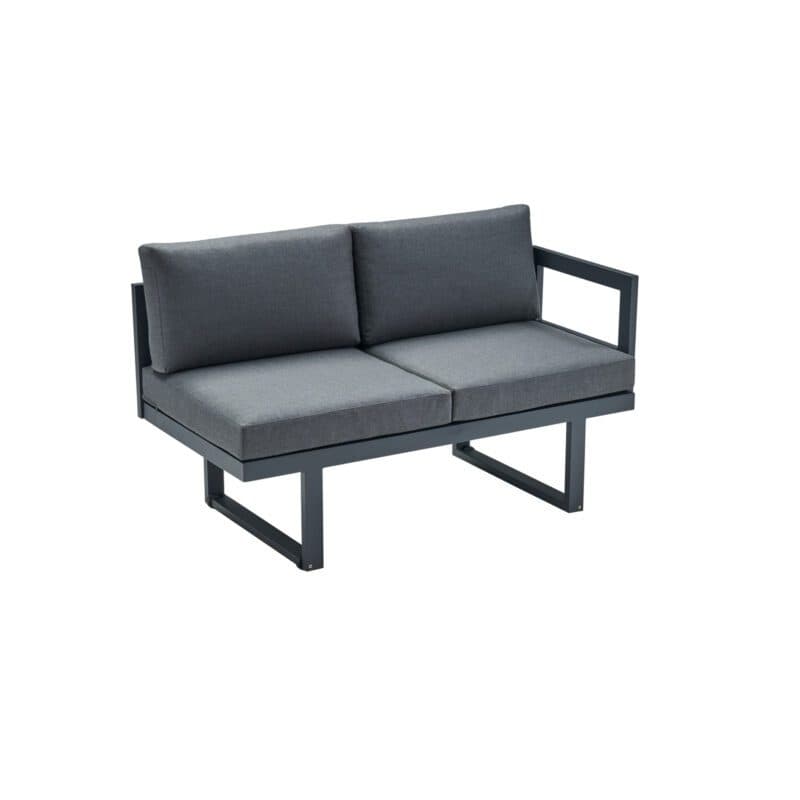 CASA DOMA "Aragona DINING" 2-Sitzer Seitenteil mit Armlehne rechts, Gestell Alu anthrazit, Polster Tuvatextil® Panama grafito