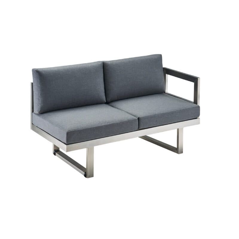 CASA DOMA "Aragona" 2-Sitzer Seitenteil mit Armlehne rechts, Gestell Edelstahl, Polster Tuvatextil® Panama grafito