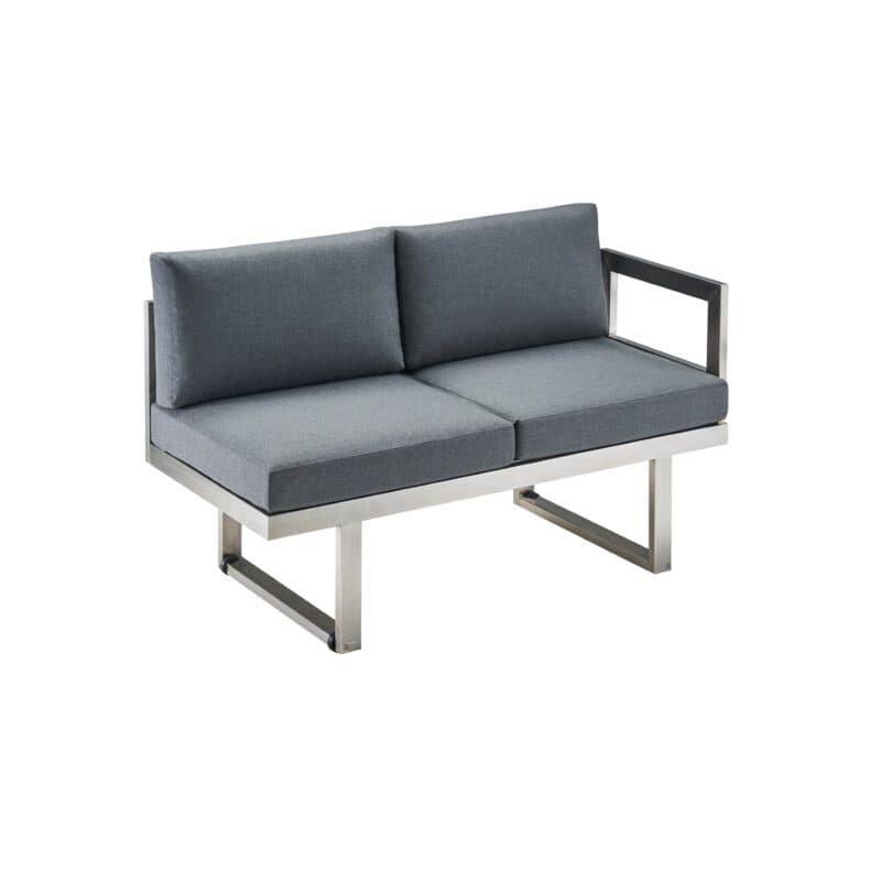 CASA DOMA "Aragona DINING" 2-Sitzer Seitenteil mit Armlehne rechts, Gestell Edelstahl, Polster Tuvatextil® Panama grafito