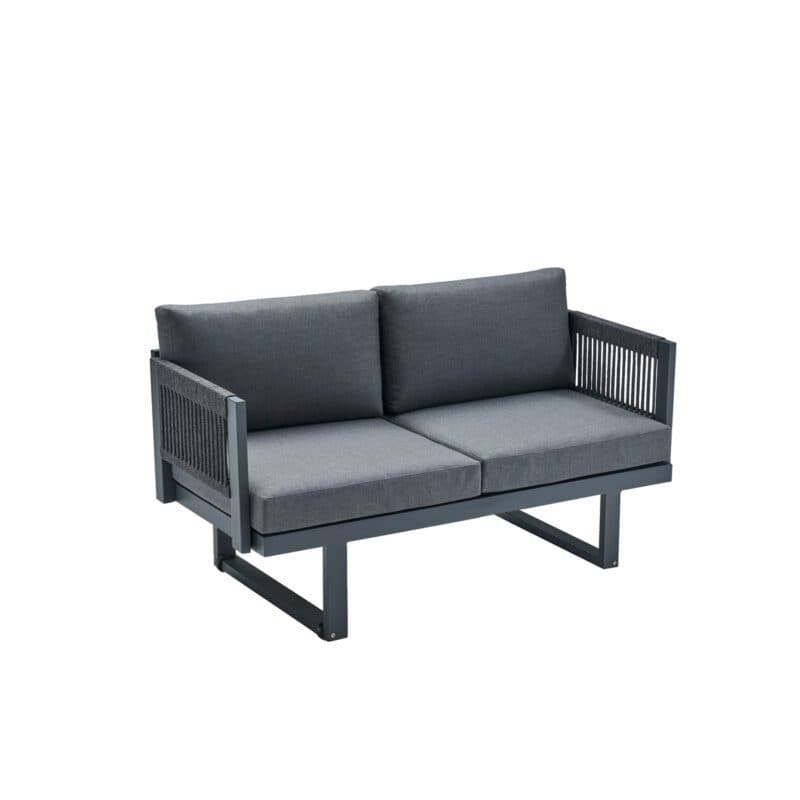 CASA DOMA "Aragona" 2-Sitzer Loungesofa, Rope, Gestell Alu anthrazit, Polster Tuvatextil® Panama grafito