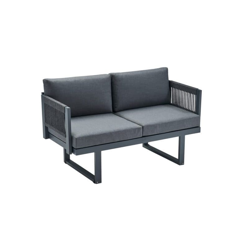 CASA DOMA "Aragona DINING" 2-Sitzer Loungesofa, Rope, Gestell Alu anthrazit, Polster Tuvatextil® Panama grafito