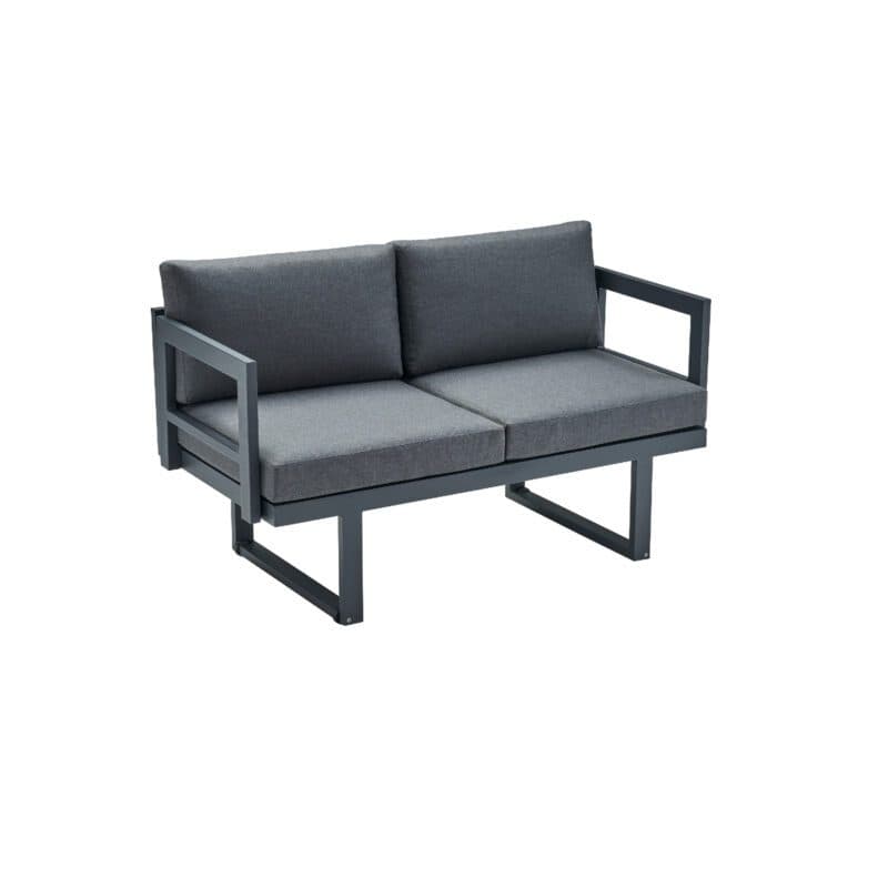 CASA DOMA "Aragona DINING" 2-Sitzer Loungesofa, Gestell Alu anthrazit, Polster Tuvatextil® Panama grafito