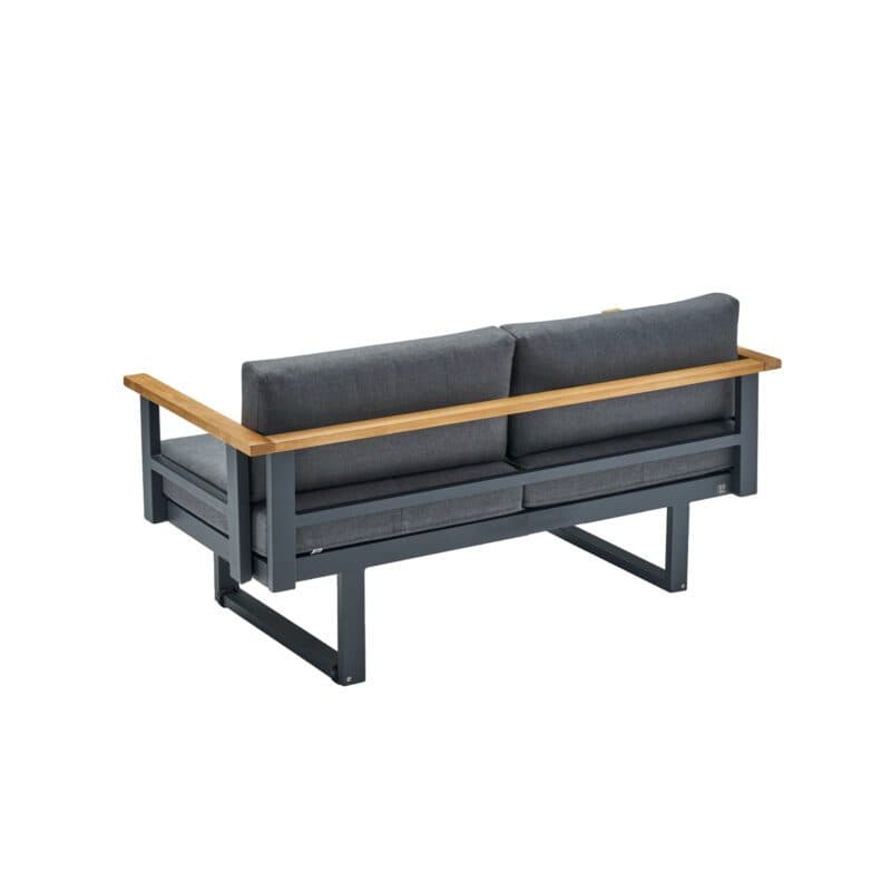 CASA DOMA "Aragona" 2-Sitzer Loungesofa, Teak, Gestell Alu anthrazit, Polster Tuvatextil® Panama grafito