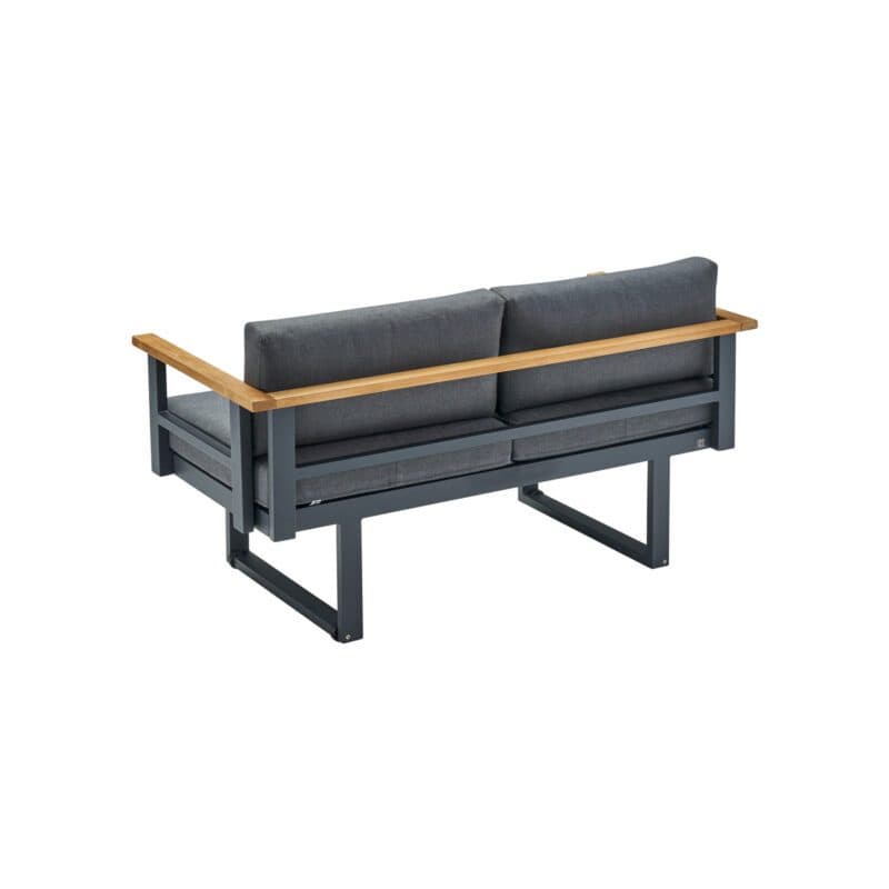 CASA DOMA "Aragona DINING" 2-Sitzer Loungesofa, Teak, Gestell Alu anthrazit, Polster Tuvatextil® Panama grafito