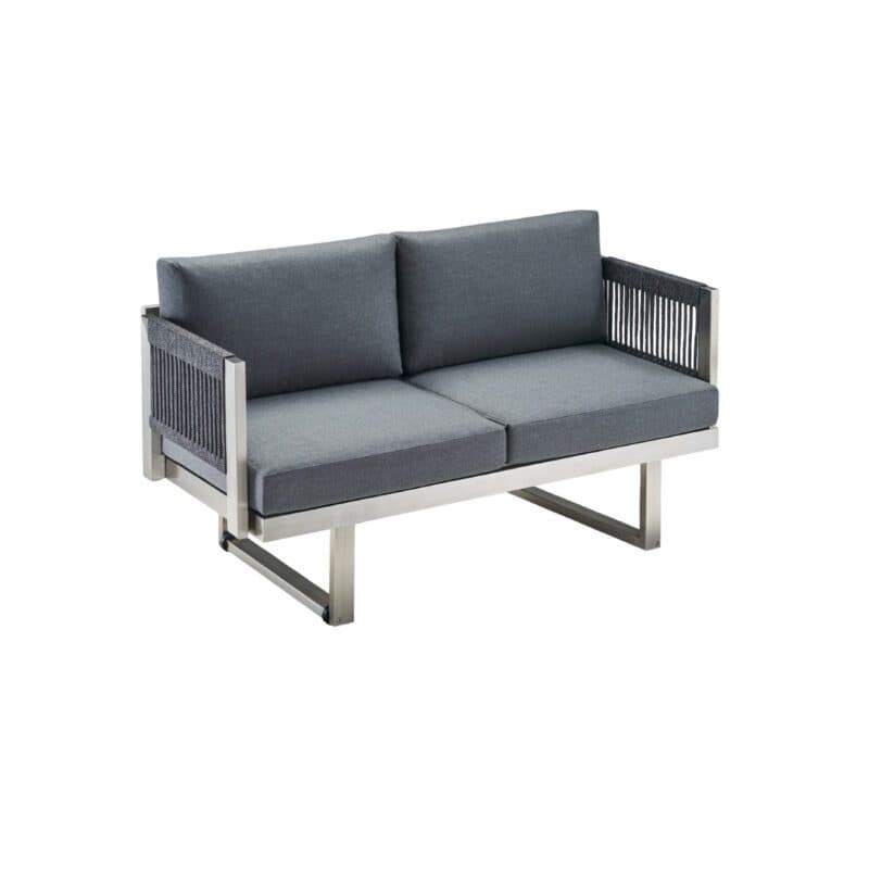 CASA DOMA "Aragona" 2-Sitzer Loungesofa, Rope, Gestell Edelstahl, Polster Tuvatextil® Panama grafito