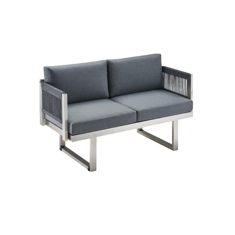 CASA DOMA "Aragona DINING" 2-Sitzer Loungesofa, Rope, Gestell Edelstahl, Polster Tuvatextil® Panama grafito