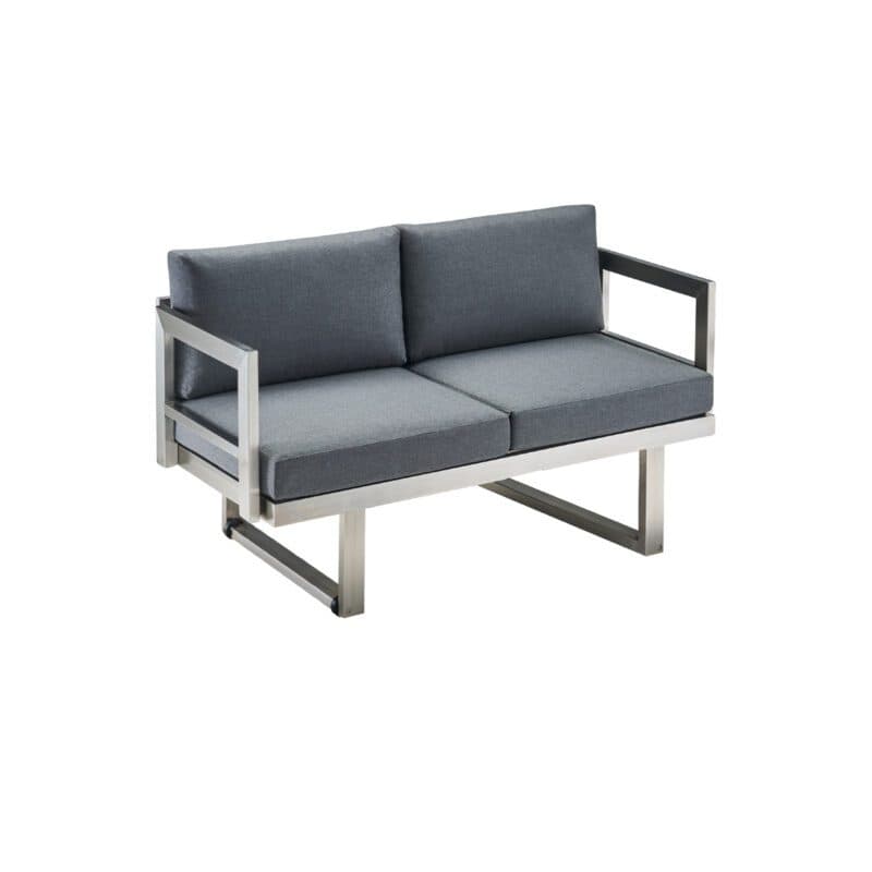 CASA DOMA "Aragona" 2-Sitzer Loungesofa, Gestell Edelstahl, Polster Tuvatextil® Panama grafito