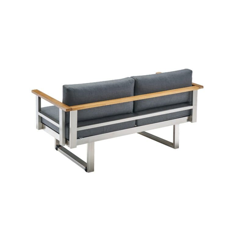 CASA DOMA "Aragona" 2-Sitzer Loungesofa, Gestell Edelstahl, Teak, Polster Tuvatextil® Panama grafito